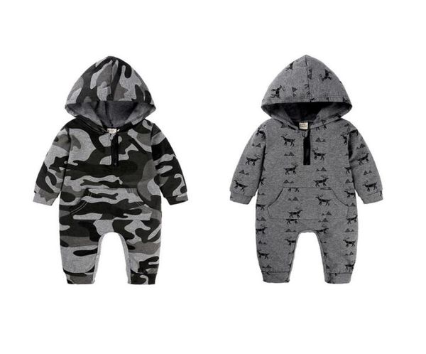 Babykleidung Neugeborene Jungen Camouflage Hoodies Jumpsuit One -Stück Camo Hirsch Strampler Baby Strampler Langarm Outfit 2104132165325
