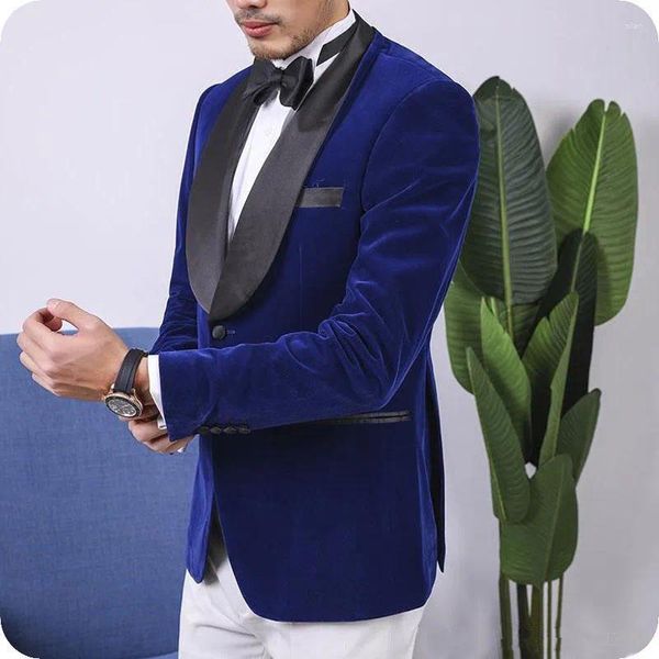 Ternos masculinos Men feitos pela realeza para o casamento Velvet Velvet Vintage Wear Man Blazer Costume Homme One Piece Jaqueta