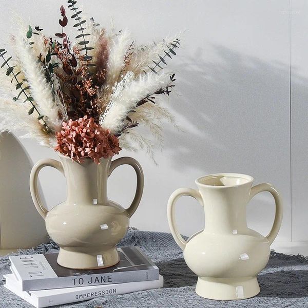 Вазы дома украшение большие двойные керамические ваза современная гостиная стол цветок контейнер аксессуары контейнер