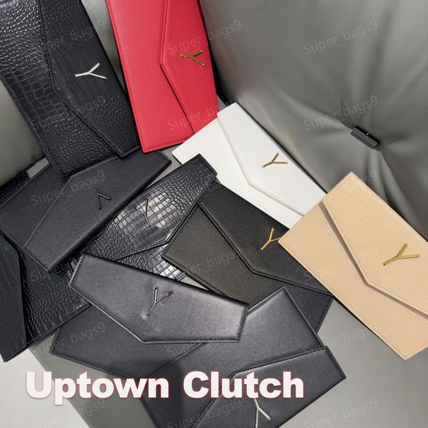 10A Tasarımcı Uptown Bags Lady Omuz Çantası Zarf Torbası Tasarımcı Çanta Kadın Cüzdan Uptown Çanta Çantası Cowhide Debriyaj Çantaları Çanta Lüks Havyar Havyar Akşam Çanta Siyah