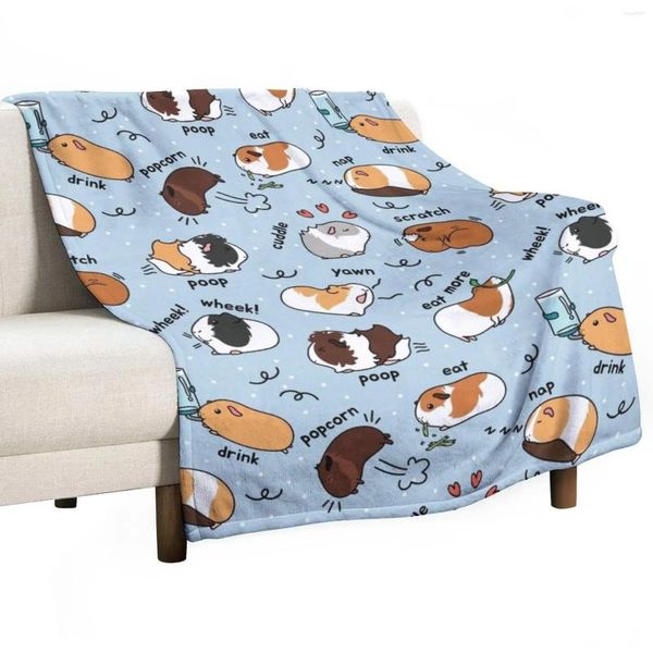 Coperte Guinea Pig Elenco di cose da fare quotidianamente - Sfondo blu Coppata divano decorativo carino