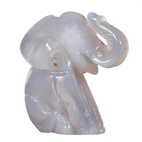 Schmuckbeutel Tumbeelluwa Natural Achate Stone Elephant Figur Statue Hand geschnitzt Kristallskulpturen Kunsthandwerk für Home Office Dekoration