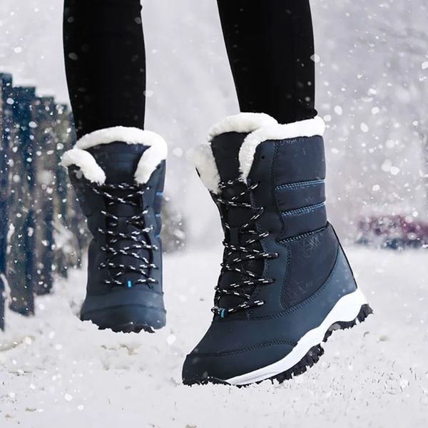 Schuhe 698 wasserdichtem Schnee warmer Knöchel für Frauen weibliche Winter Plüschplattform Oberschenkel hohe Stiefel 240407