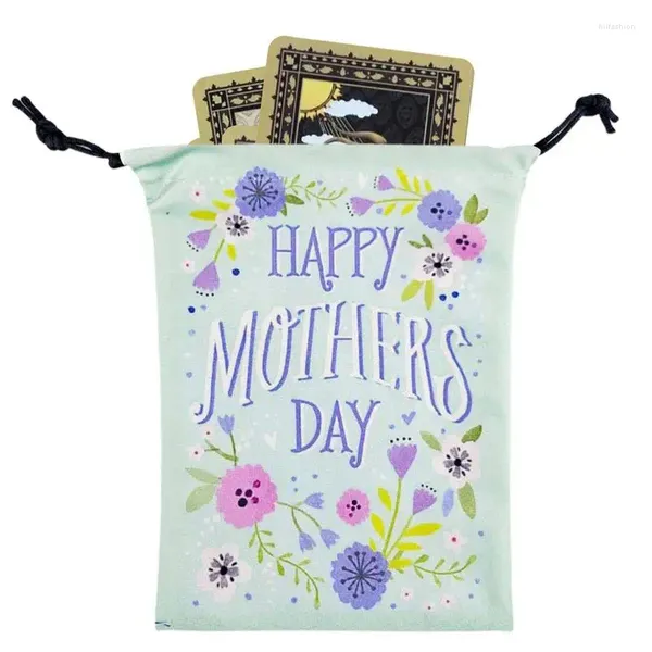Bolsas de armazenamento desenho animado de presente de veludo com cordões para as mães do Dia das Mães Decorações de embalagens leves