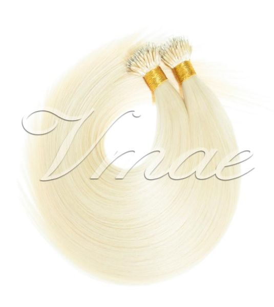 Extensões de cabelo humano de nano anel VMAE Europeias Cabelo russo indiano reto 100g preto 1001 60 loira desenhada um doador Raw 7066604