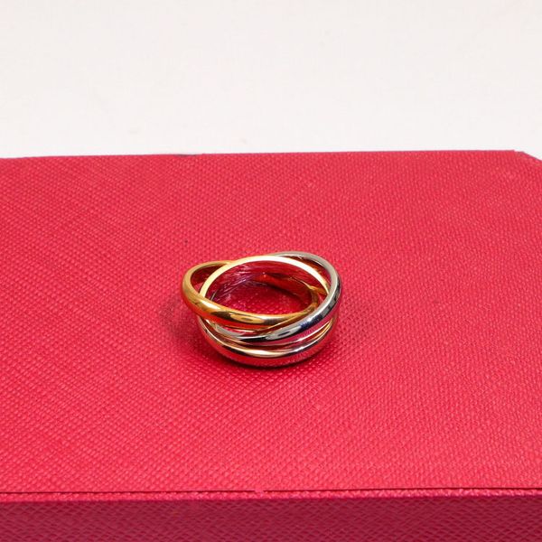 Три кольца три цвета кольца из нержавеющей стали Свадьба 18K Розовое золото не подключенное титановое стальное кольцо