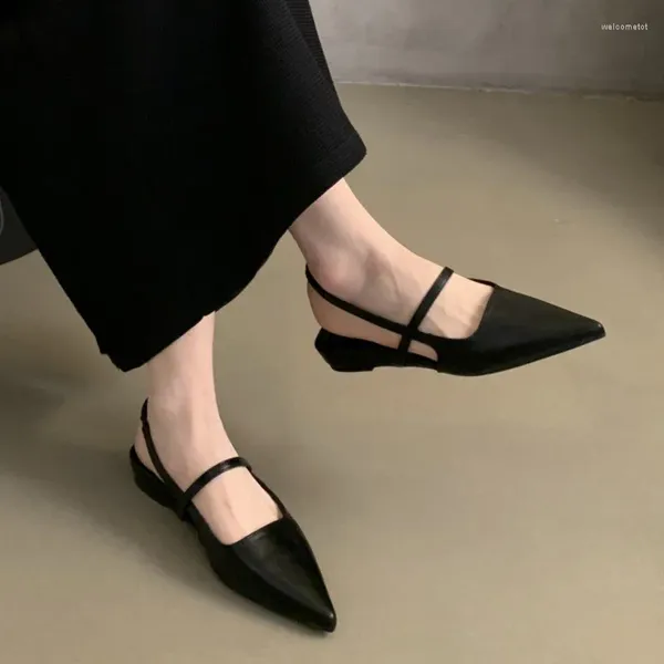 Sandalen Frauen flach spitzer Zeh Slip auf Schuhe für weibliche Sommer Mary Janes Frau Flats Cover Sandalia feminina schwarz 1820n