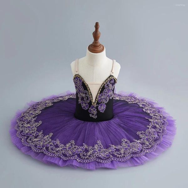 Stage Use Purple Ballet Dance Tutu Swan Lake Dress Dress Fantas Fantas Fantas Crianças Profissional