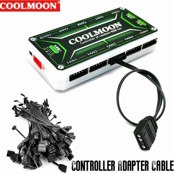 Pads Cavo controller Argb 5v da 3pin a 6pin/ 4pin per ventola di raffreddamento da coolmoon e adattatore di sincronizzazione Mini di controllo Mini Controllo LEDE LED LED