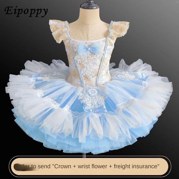 Abbigliamento da ballo da ballo danza da ballo femminile galline in mesh in sequenza in pizzo Little Swan Costume Tulle Tutu Princess Performance