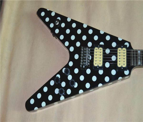 Randy Rhoads Signature Flying V Electric Guitar Polka Dot Acabamento Top China Guitar4155749