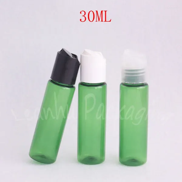 Bottiglie di stoccaggio 30 ml di bottiglia di plastica in plastica a spalla piatta verde 30cc