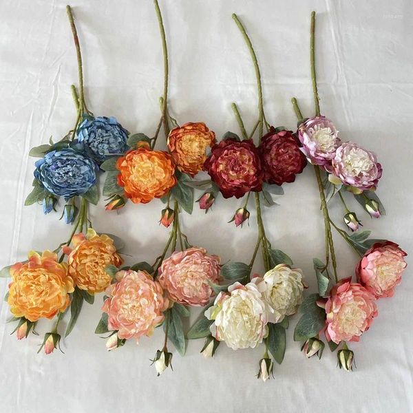 Dekoratif Çiçekler 61cm Kaplamalı Kumaş 4-Balı Yapay Kola Kenar Şakayık 2. Düğün Oturma Odası Dekorasyon Çiçek Süsleri