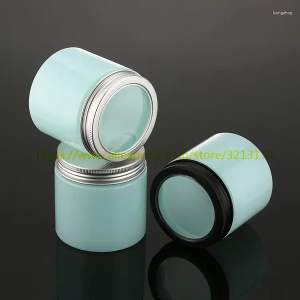 Garrafas de armazenamento 200ml Nattier Blue Cream Jar Pacote cosmético 200g Recipiente de plástico para animais de estimação.Para membrana capilar ou comida