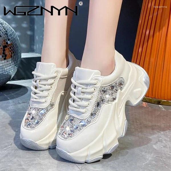 Scarpe casual da donna piattaforma di design glitter sneakers allacciato da donna con scarpa bassa comoda estate