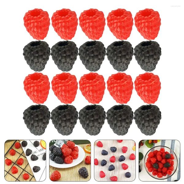 Decoração de festa 20 PCS Simulação Raspberry simulou Fruit Decor Decor de casa Artificial Fake Kids Toy PVC Falso Po Prop Child