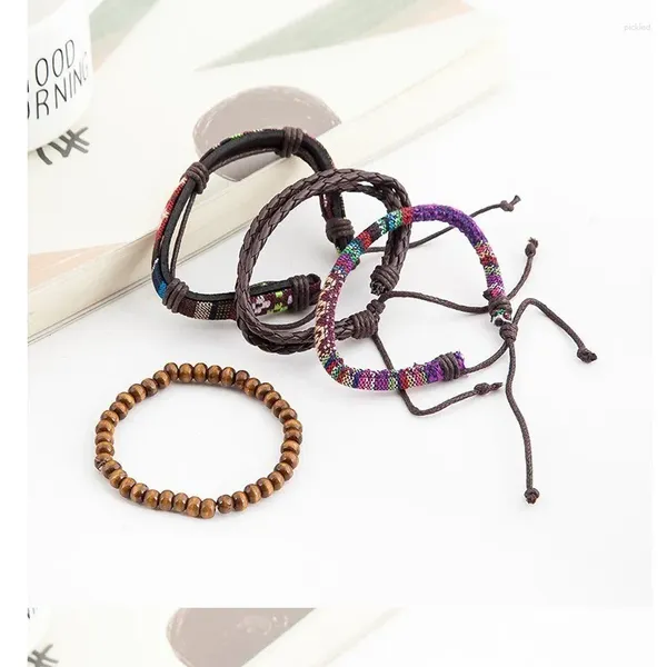 Charm Bracelets Armband für Paare Trendprodukt ethnischer Stoff Multi-Layer Retro handgewebte einfache Set Bangle Unisex