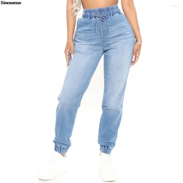 Jeans femminili donne ad alta vita joggers joggers elastico in vita elastico pantaloni di denim sciolti casual con corsetto di streetwear y2k