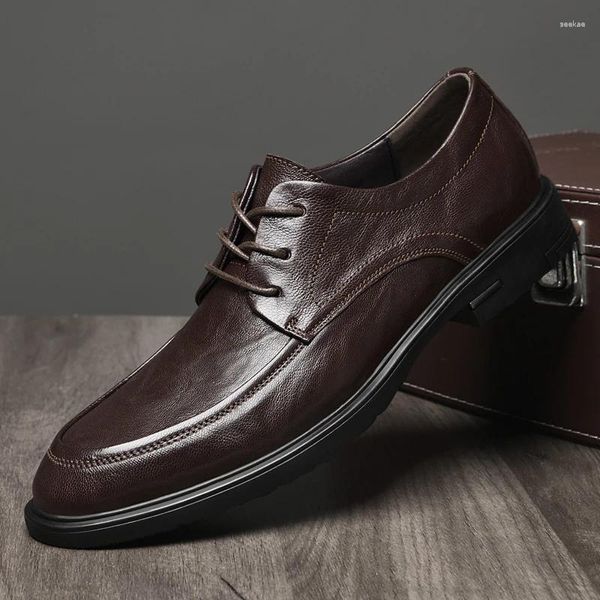 Lässige Schuhe Männer Schnürung echtes Leder atmungsaktives Männer schwarze Luxusmarken formelle Oxfords Hochzeit