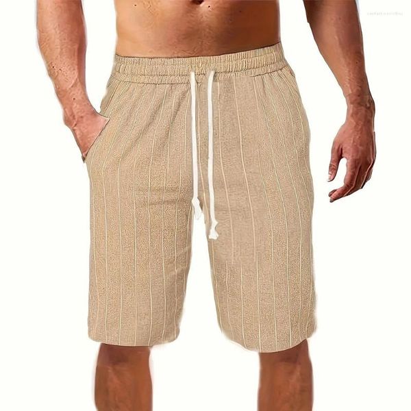 Herren -Shorts Sport Blue Boardshorts Streifen lässige Sommer Chino White Dark Grey Training Drawess Elastic Taille