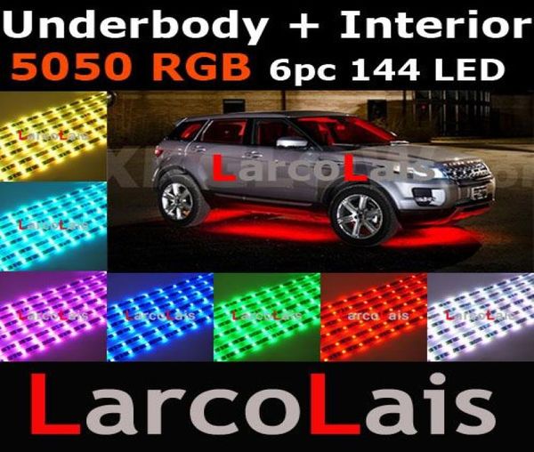 24 Modus Sound aktiv 6PC 144 LED 7 Farbe RGB 5050 Remote Car Interior Underbody LED GLOW STRIP Light6714147