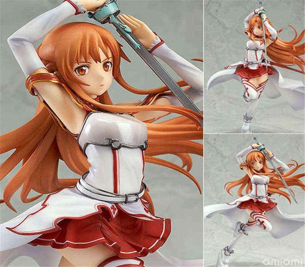 Anime Sword Art Online Sao Yuuki Asuna Knights of the Blood Ver 18 Skala PVC Action Figure Collection Model Toys Puppe AA769331