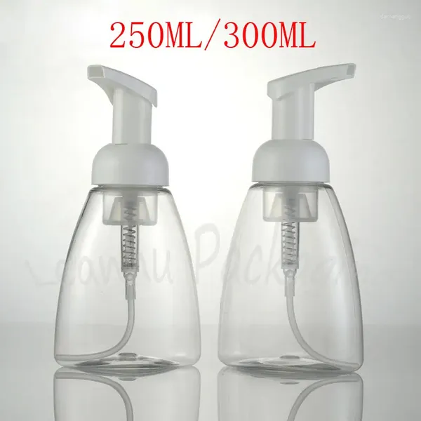 Lagerflaschen 250 ml / 300 ml transparente Plastikflasche mit Schaumstoffpumpe leere kosmetische Behälter -Reiniger Duschgel Verpackung