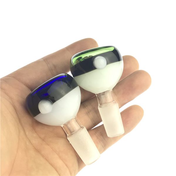 Ciotola di bong in vetro bloccante a colori con 14 mm maschio bianco blu verde spessa forex a dimensioni di grandi dimensioni ciotole di vetro fumante