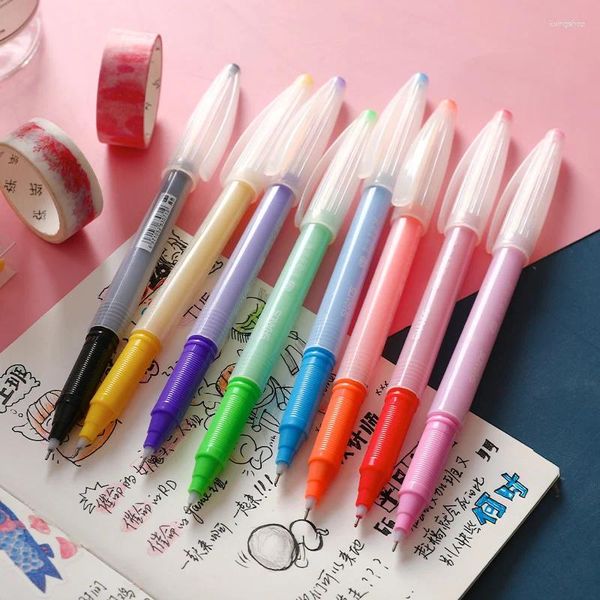 8pcs Jelly Color Gel Ink Caneta Conjunto de caneta de esferográfica de 0,5 mm Marcador de tinta desenho de pintura para registro de papelaria do diário Escola de escritório A6096