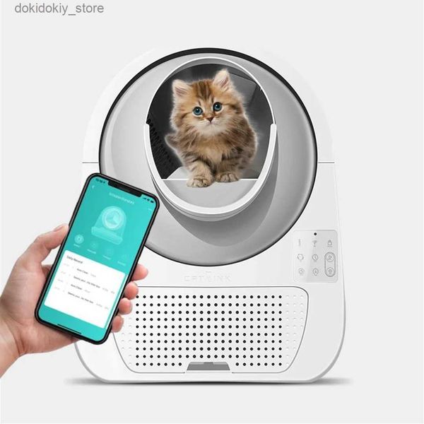 Кошачьи носители ящики дома Catlink-Luxury Automatic Cat Box Pro Wi-Fi Управление приложением двойное запах Self-Clean Toilate Полукрытый лоток Sanitario L49