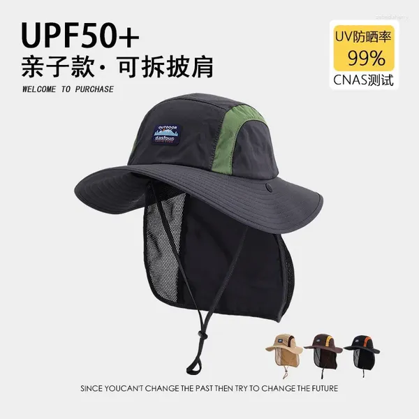 Boinas 2024 Protetor solar externo Caps femininos Shows Face Small Summer Anti-Ultraviolet Large Brim Neck Protection Shawl Bucket Hat Hat