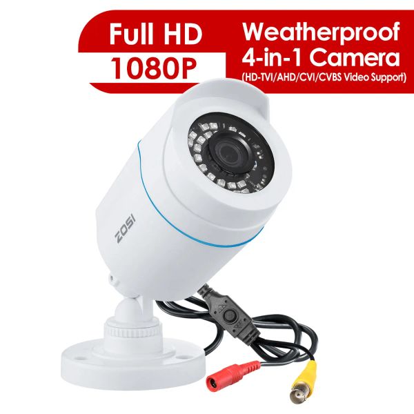 Sistem Zosi 1080p 4in1 TVI AHD CVI CVBS Açık Video Gözetleme HD Hava Durumu Geçirmez 100ft Gündüz Gece Güvenlik Kurşun CCTV Kamera