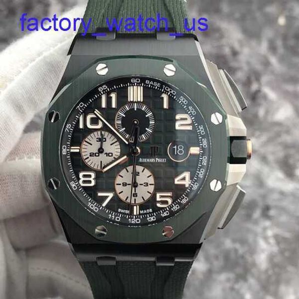 Top AP Wrist Watch Royal Oak Offshore Series 26405CE Fumed Green 44mm Data Display Timing Função Automático Mechanical's Men's Watch