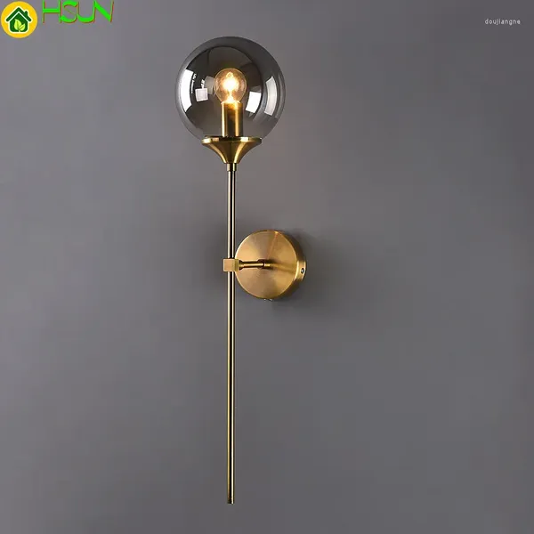 Vetro a sfera lampada da parete moderna Edison Nordic Gold Freepurs Home Dismit Basicatore Specchio Luci da bagno Apparecchio interno