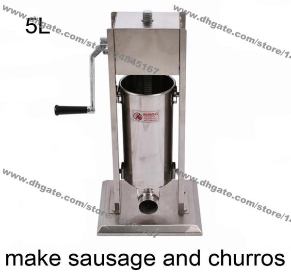 Gewerblicher Gebrauch 5L Edelstahl Handkurbel Vertiakal Wurst Stuffer und Churros Maker Machine6235251