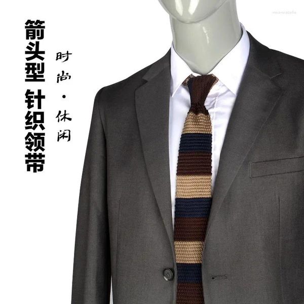 Laço amarra o arco outono e inverno moda britânica versátil versátil lã de flecha listrada gravata manual Acessórios formais de poliéster de poliéster