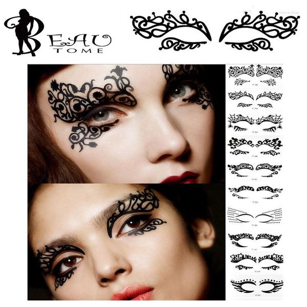 Tatuaggi temporanei all'ingrosso- Beautome 1pc Fashion Lace Hollow Oye Oye Hide Stick Eyeliner Adesivi Tatoos Makeup Art Art Costume Party