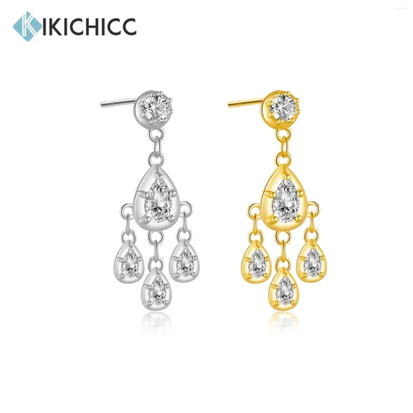 Dangle Ohrringe Kikichicc 925 Sterling Silber Gold Zirkon CZ Charm Drop Ohrring Single Luxus Fine Juwely Rock Punk Juwelen 2024 Clips