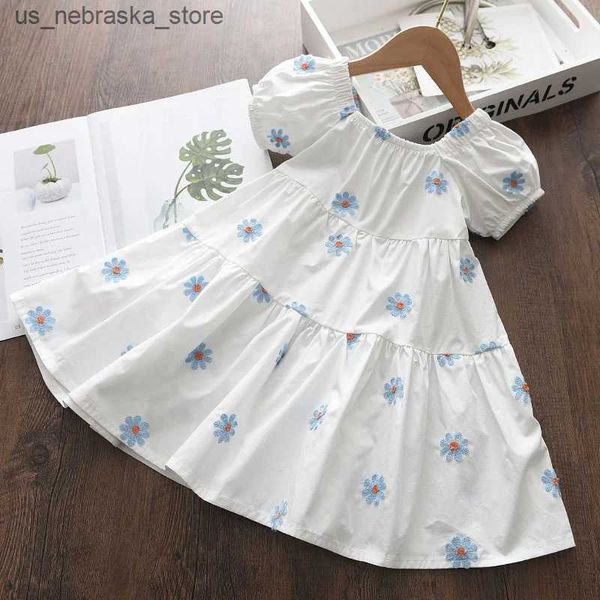 Vestidos de menina bebê menina vestido de flor casual novo verão moda criança vestido princesa vestido de crianças doce colete de festa de flor fofa 3-7y q240418