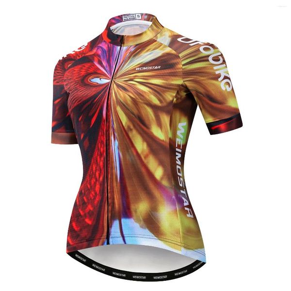 Jackets de corrida Mulheres Sorto de camisola de verão Jersey ROPA Ciclismo Mujer Bike Tizes Triathlon Rous