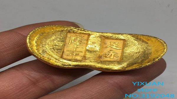 Oro lingotti oro yuanbao antichi monete vecchie oggetti di precisione di precisione dieci anni di consegna casuale di carattere qianlong6838093