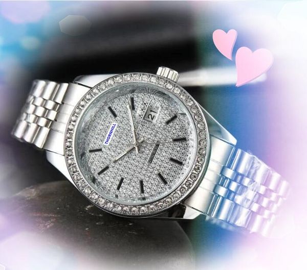 UNISEX WOMENS MENS Day Day Quartz orologi in acciaio inossidabile tre stickes a catena diamanti anello di diamanti lucido orologio starry orologio orologio per la prima stella scelta regali