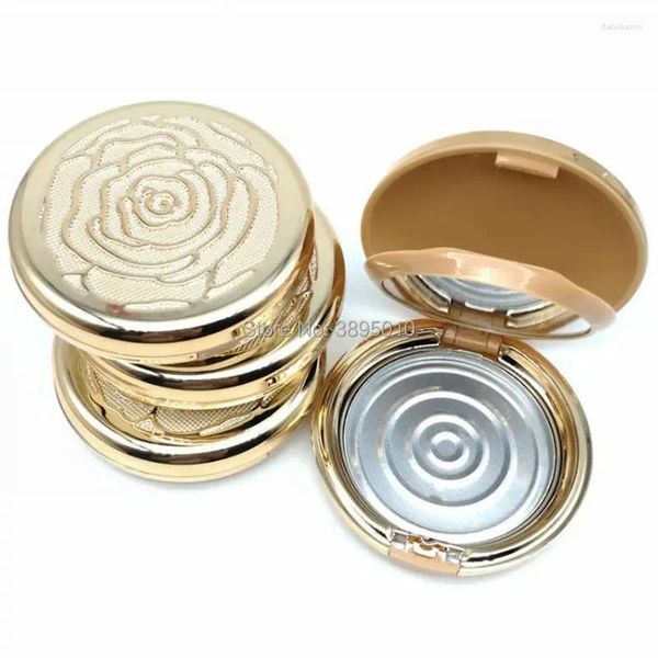 Speicherflaschen Gold Blume rund leeres kosmetisches Pulver kompakt hochgradig Blush Lidschatten Box F427