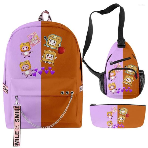 Zaino harajuku box divertente stampato 3d 3pcs/set borse scolastiche multifunzione da viaggio da viaggio per sacco a matita