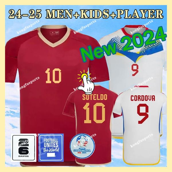 2024 2025 Венесуэла футбольные трикотажные изделия Kids Kit 24 25 Футбольная рубашка национальной команды Home Red White Camisetas Copa America Cordova Soteldo Rincon Bello Sosa Rondon 3 -й