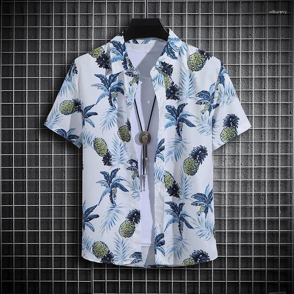 Camicie casual maschile estate ananas ananas 3d spiaggia da spiaggia da donna donna moda streetwear camicia a maniche corte top blusa abito da uomo