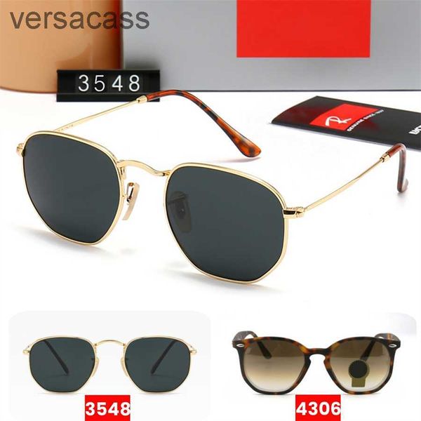 Designer clássico Hexagonal Sunglasses Brand Ray Luxury Eyewear Men Women Fashion Polaroid Metal Frame Glass Lentes Sunnies Com Box FZ9A