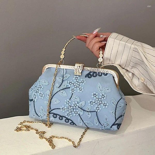 Bolsas de ombro 2024 bolsa de noite retrô vintage estilo chinês bordou pequenas embreagens para mulheres bolsa de festa de casamento