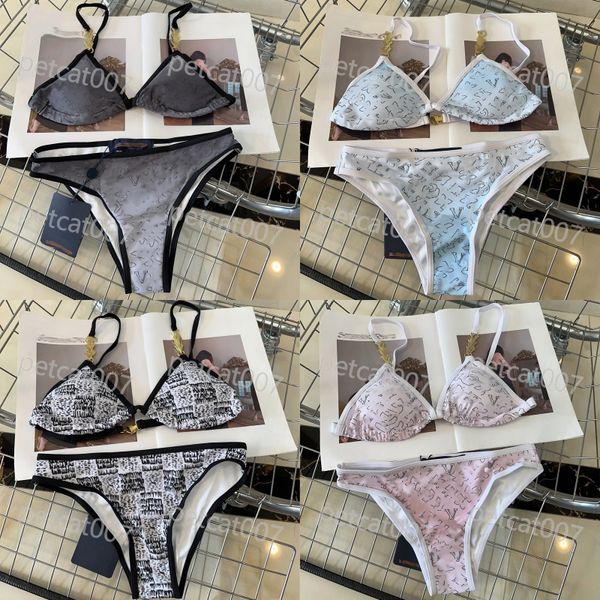 Set di bikini stampato vintage sexy a v collo spinga per blavoni reggiseno abiti da bagno costume da bagno femmini