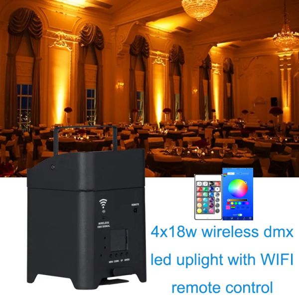 Light 6pcs Freedom Par 4x18w Беспроводная батарея DMX RGBWA UV 6IN1 Lights Wi -Fi Дистанционное управление Smart Flat светодиод